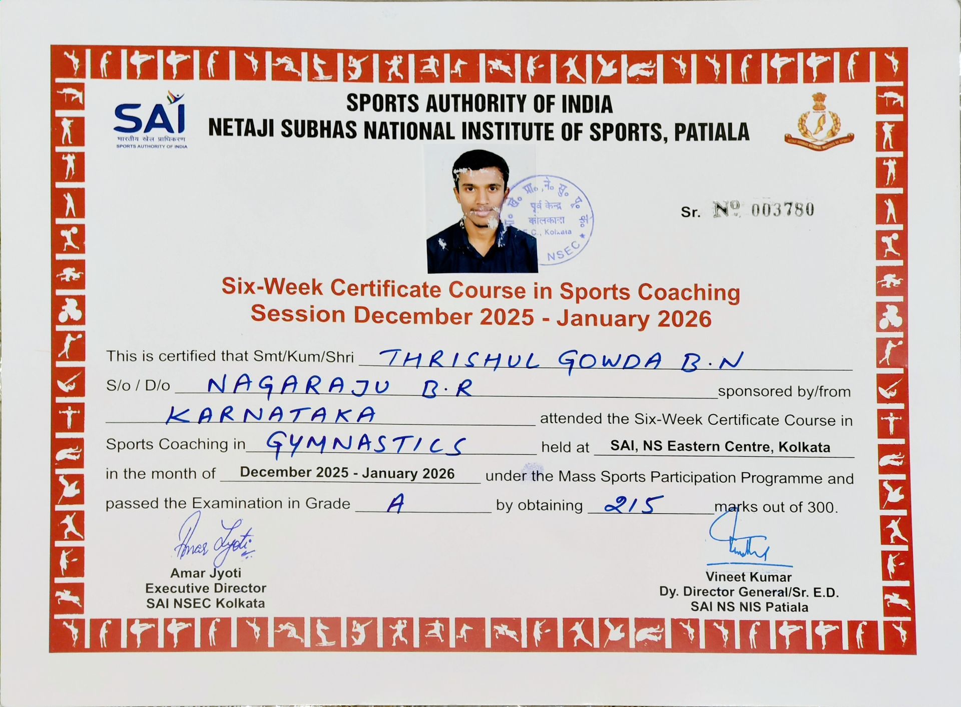 6 Weeks Certificate Course in Gymnastics Coaching (6WCC) certificate